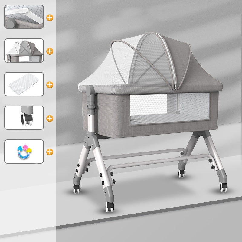 Color Matching Plastic Nursery Crib Rectangle Modern Crib with Casters