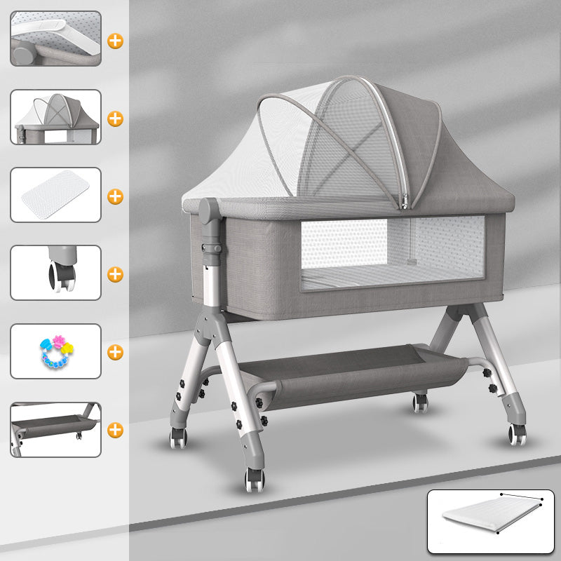 Color Matching Plastic Nursery Crib Rectangle Modern Crib with Casters