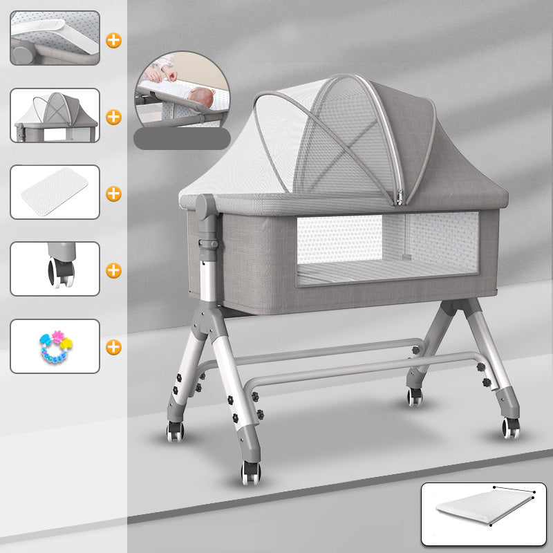 Color Matching Plastic Nursery Crib Rectangle Modern Crib with Casters