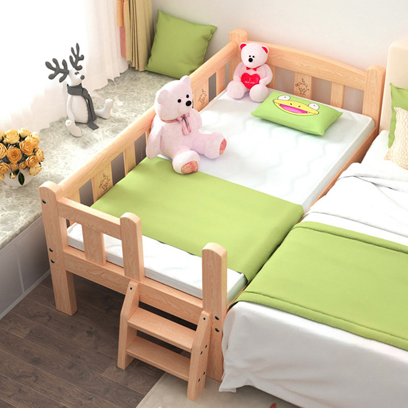 Modern Wooden Nursery Bed Solid Color Rectangle Crib with Storage