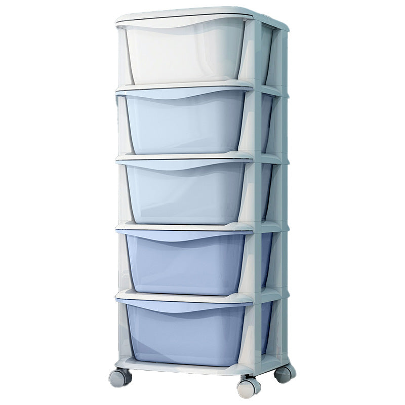 Contemporary Plastic Vertical Kids Nightstand with 5 Drawers for Bedroom