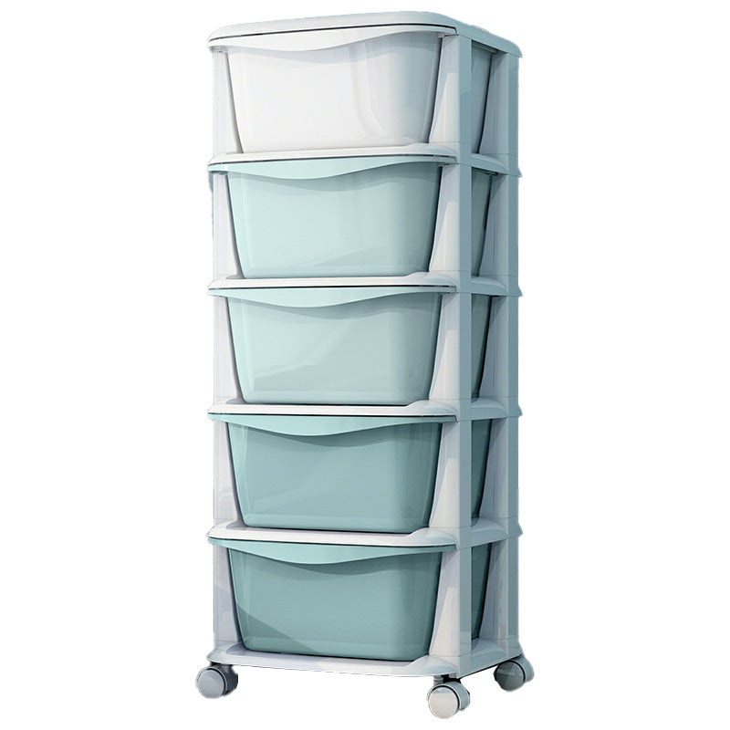 Contemporary Plastic Vertical Kids Nightstand with 5 Drawers for Bedroom