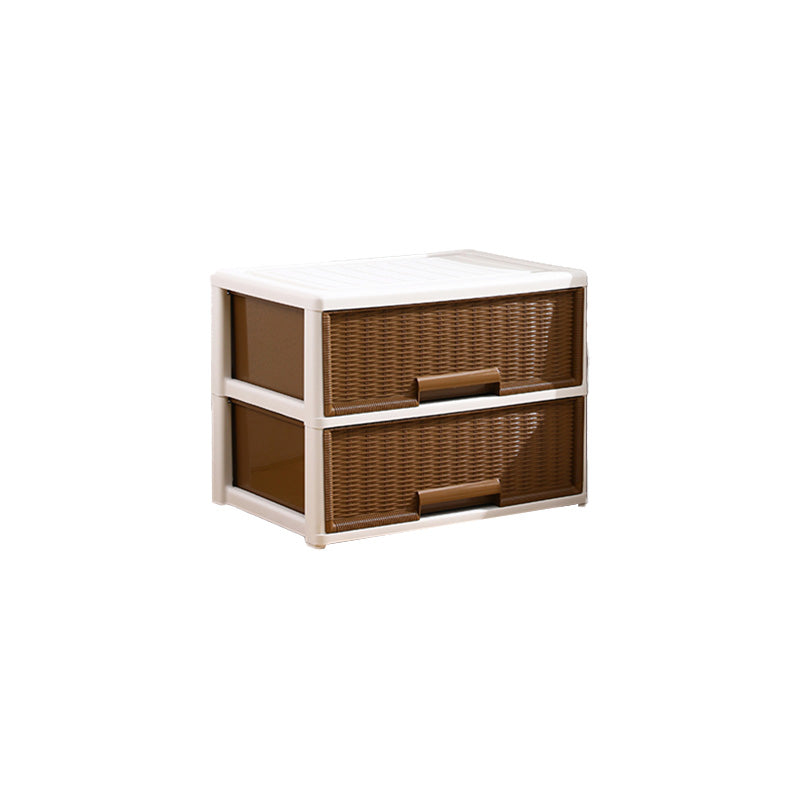 Contemporary Brown Plastic Vertical Kids Nightstand with 2/3/4/5/6 Drawers
