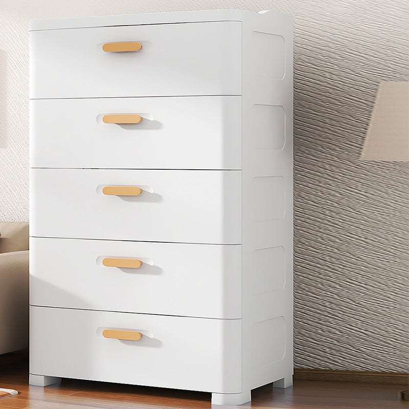 Scandinavian Kids Nightstand Plastic Nursery Dresser with 5 Drawers