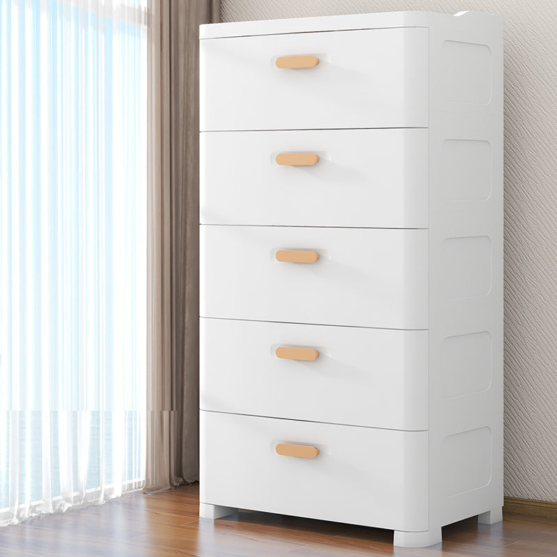 Scandinavian Kids Nightstand Plastic Nursery Dresser with 5 Drawers