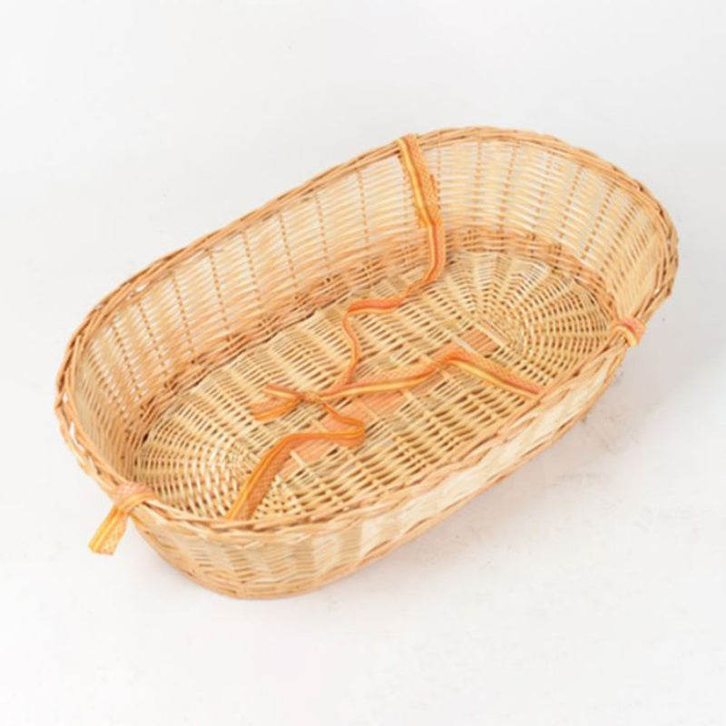 Traditional Manual Rocking Solid Wood Oval Crib Cradle with Rope