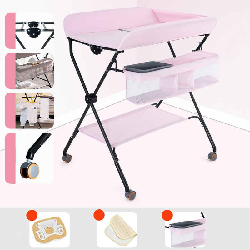 Modern Style Baby Changing Table Portable with Wheels , 37 Inch High