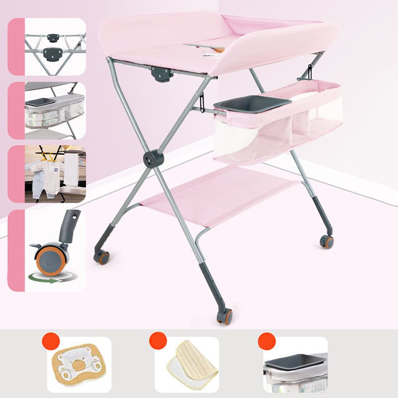 Modern Style Baby Changing Table Portable with Wheels , 37 Inch High