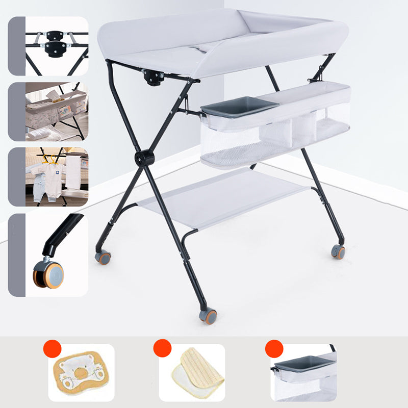 Modern Style Baby Changing Table Portable with Wheels , 37 Inch High