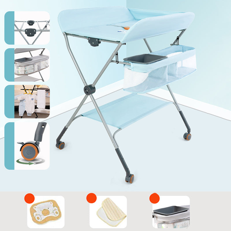 Modern Style Baby Changing Table Portable with Wheels , 37 Inch High