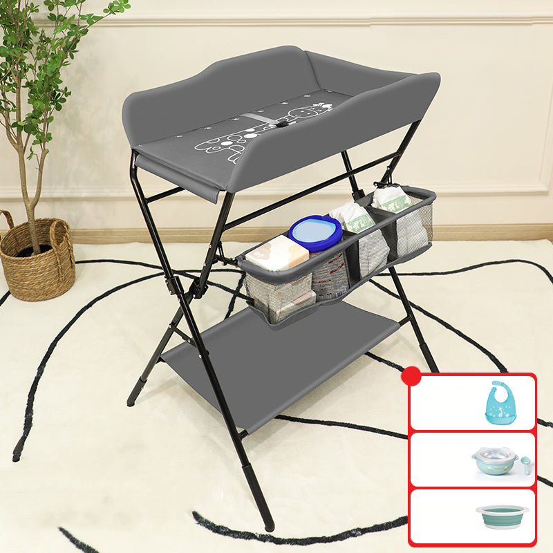 Contemporary Baby Changing Table Metal Frame with Clothes Drying Pole