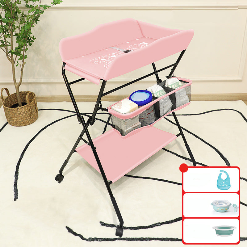 Contemporary Baby Changing Table Metal Frame with Clothes Drying Pole