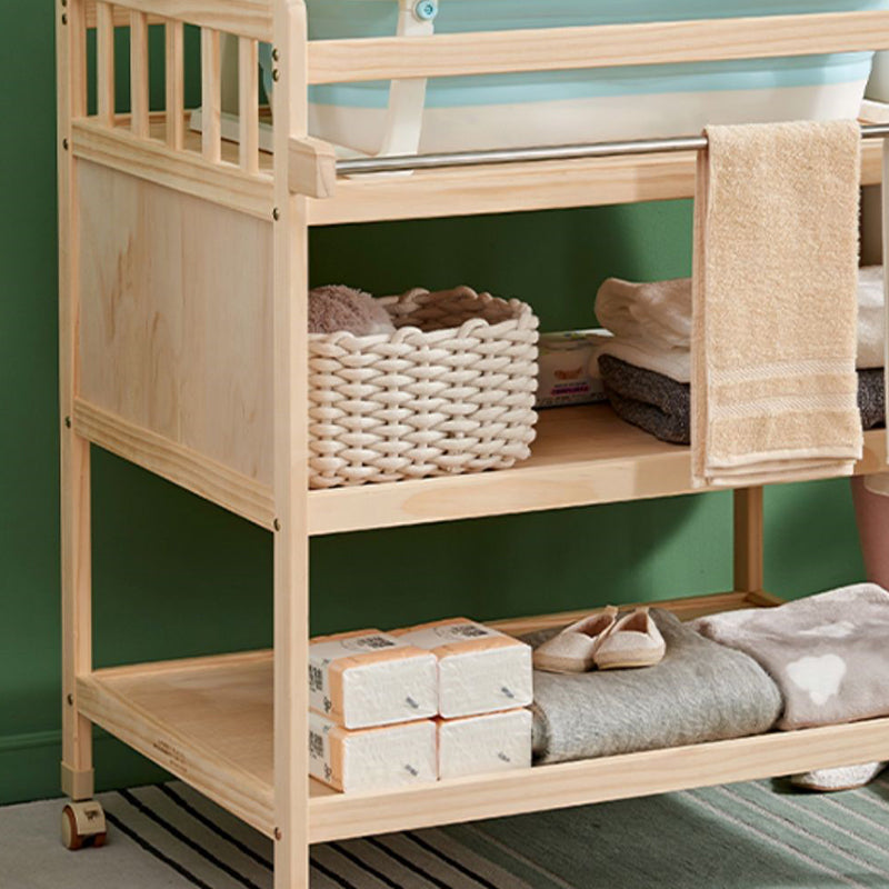 Solid Wood Baby Changing Table with Storage Changing Table Arch Top