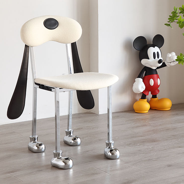 Contemporary Upholstered Armless Chair Home Silver Legs Dining Chair