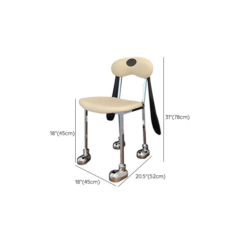 Contemporary Upholstered Armless Chair Home Silver Legs Dining Chair