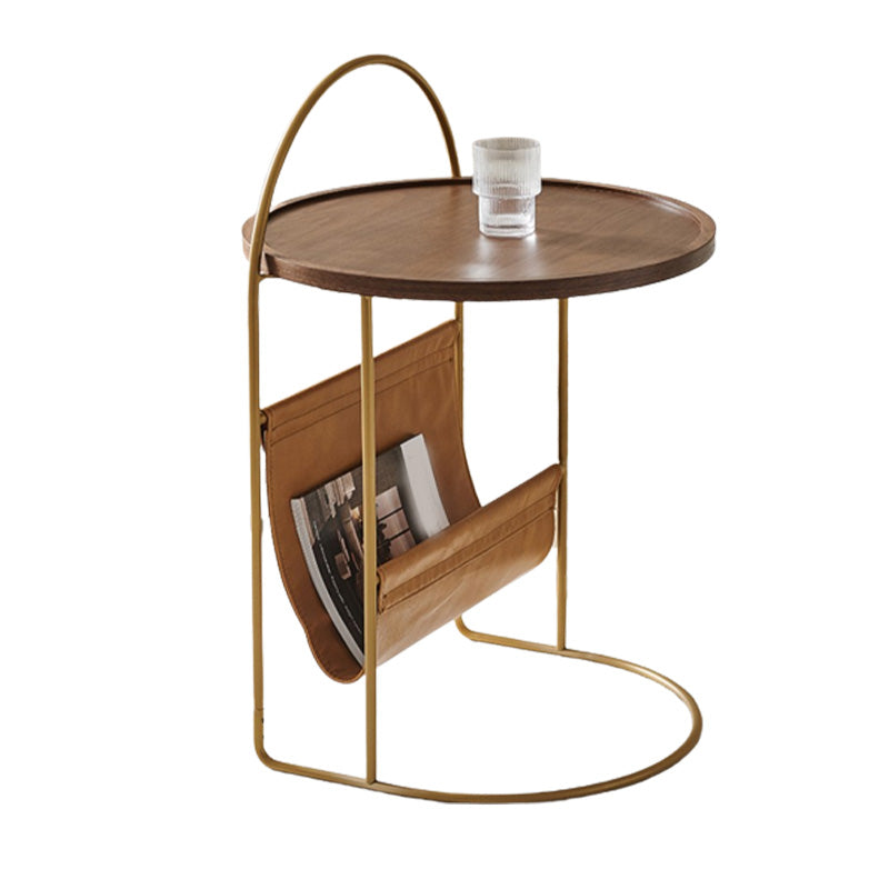 Natural Tray Top Corner Table Solid Wood Side Table with Storage