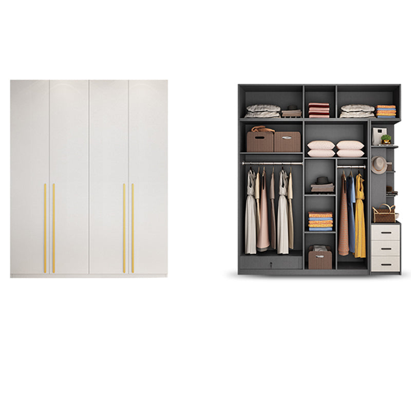 Modern Solid Color Kid's Wardrobe Wooden White Hanging Clothes Rack