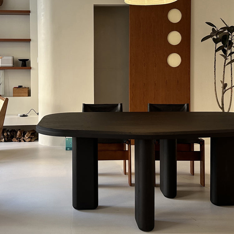 Oak Solid Wood Dining Table Tripod Base Dining Table for Dining Room