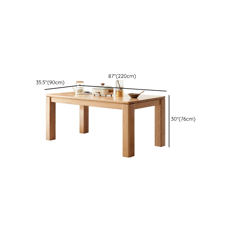 Rectangle 4 Legs Dining Table Solid Wood Dining Table in Natural and Walnut