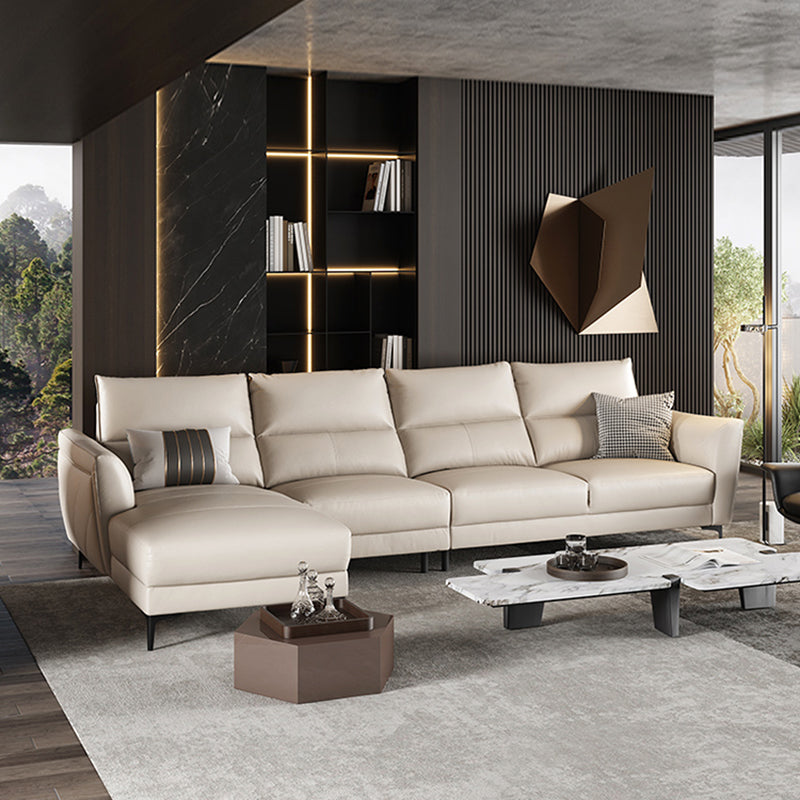 Genuine Leather Square Arm Sectionals -Contemporary Sectional Couch