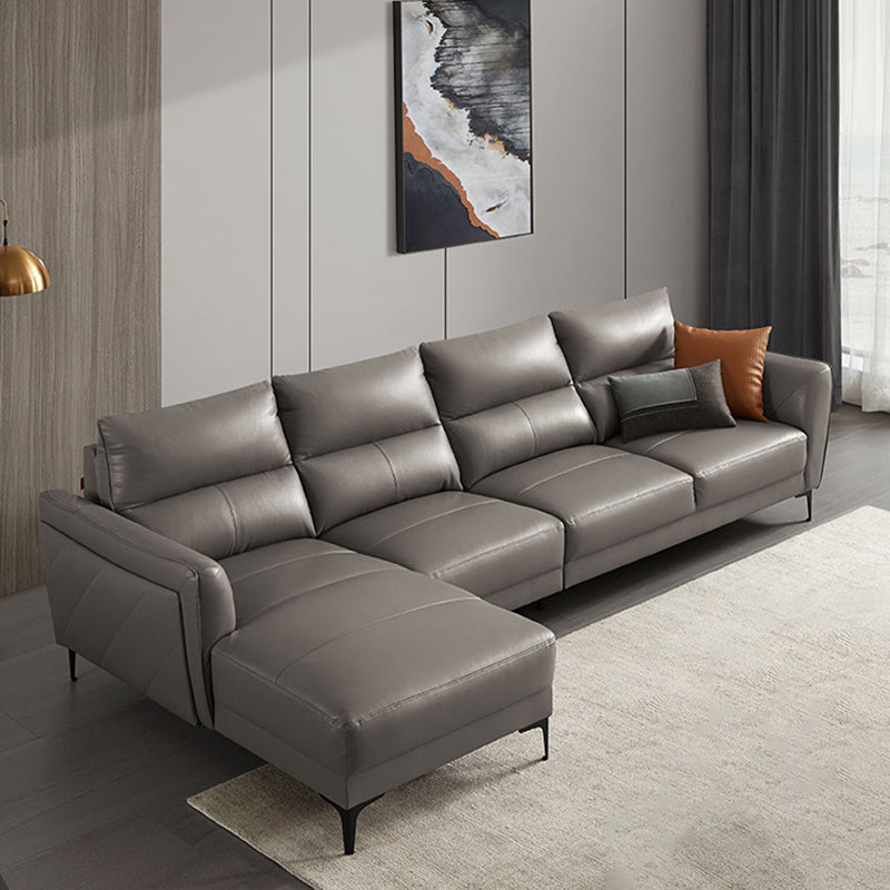 Genuine Leather Square Arm Sectionals -Contemporary Sectional Couch