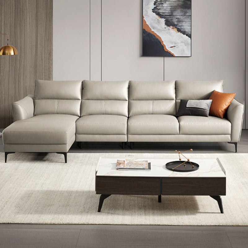 Genuine Leather Square Arm Sectionals -Contemporary Sectional Couch