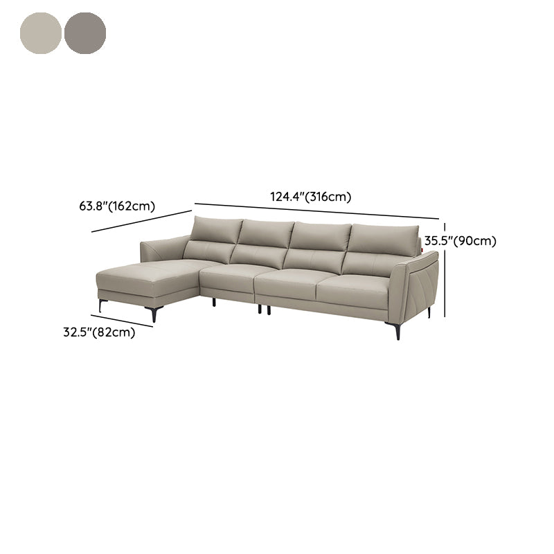 Genuine Leather Square Arm Sectionals -Contemporary Sectional Couch