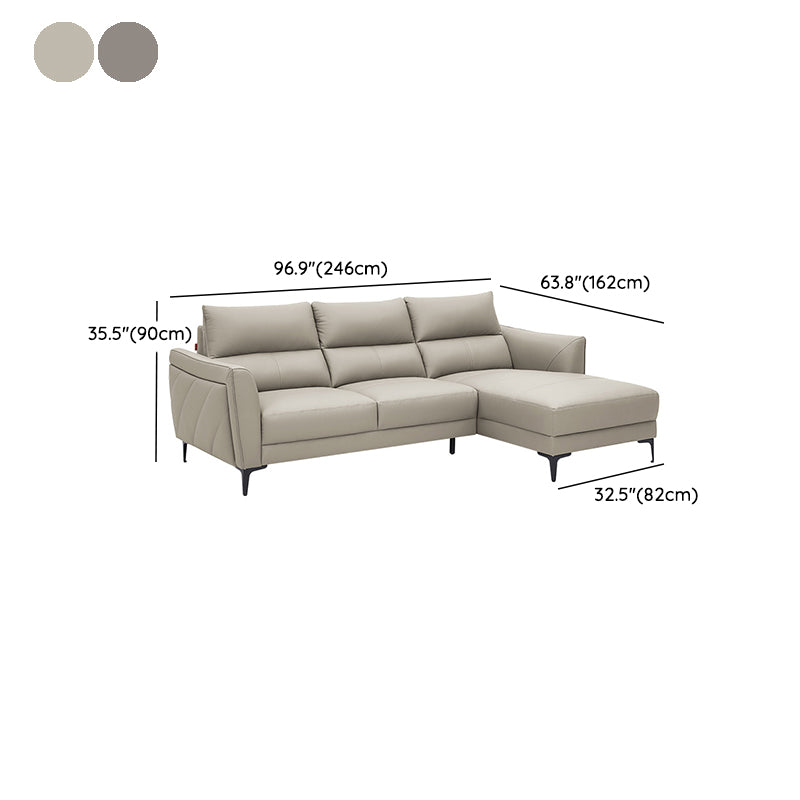 Genuine Leather Square Arm Sectionals -Contemporary Sectional Couch