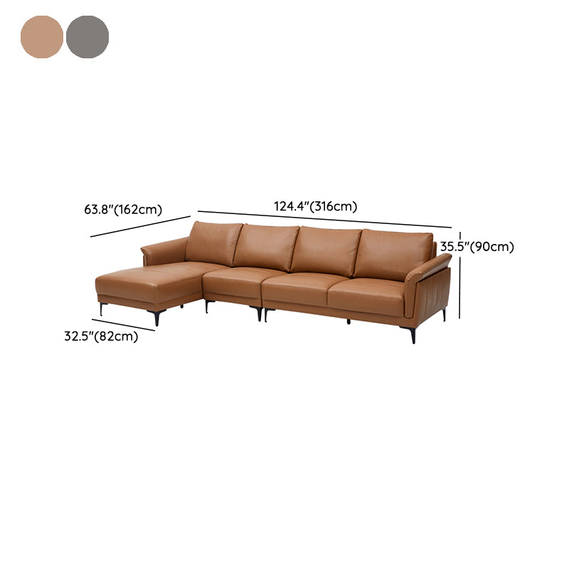 Genuine Leather Square Arm Sectionals -Contemporary Sectional Couch