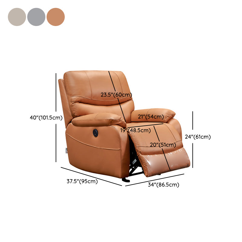 Genuine Leather Standard Recliner Power-Push Botton Recliners