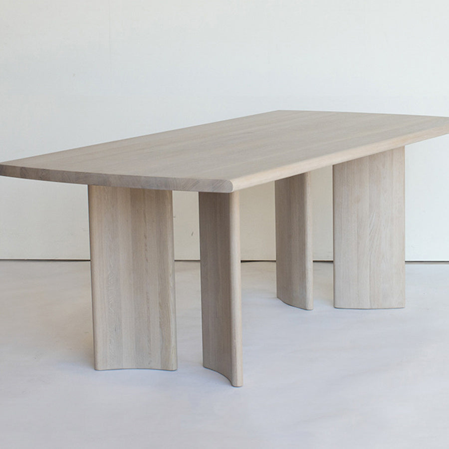 Modern Rectangle Solid Wood Dining Table Tripod Base Dining Table