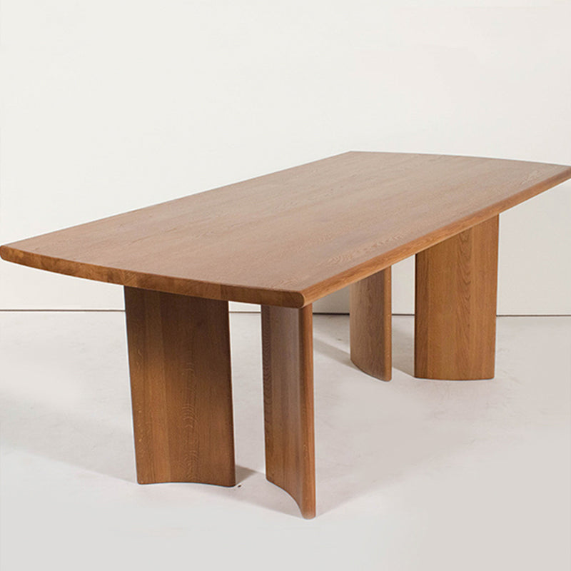 Modern Rectangle Solid Wood Dining Table Tripod Base Dining Table