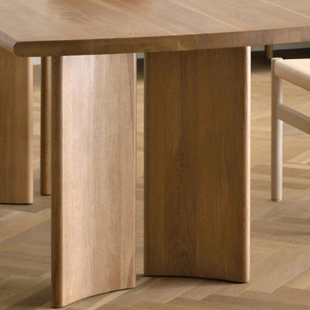 Modern Rectangle Solid Wood Dining Table Tripod Base Dining Table