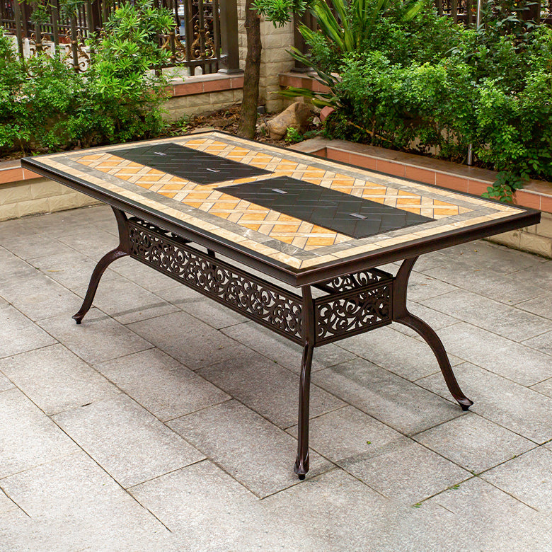 Industrial Outdoor Dining Table Aluminum Fire Resistant Patio Table