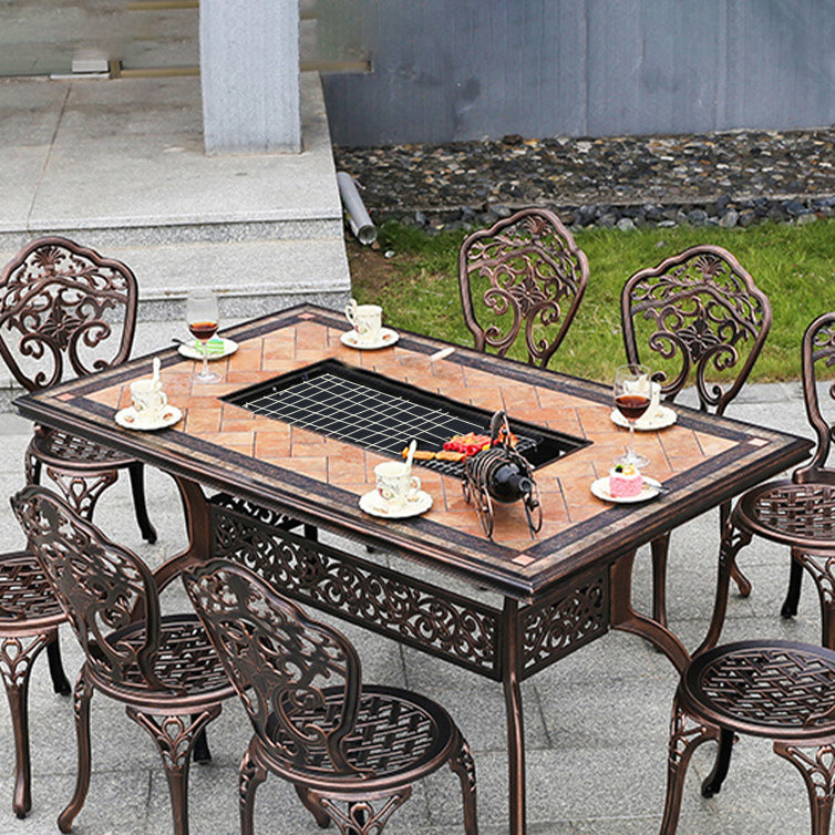 Industrial Outdoor Dining Table Aluminum Fire Resistant Patio Table