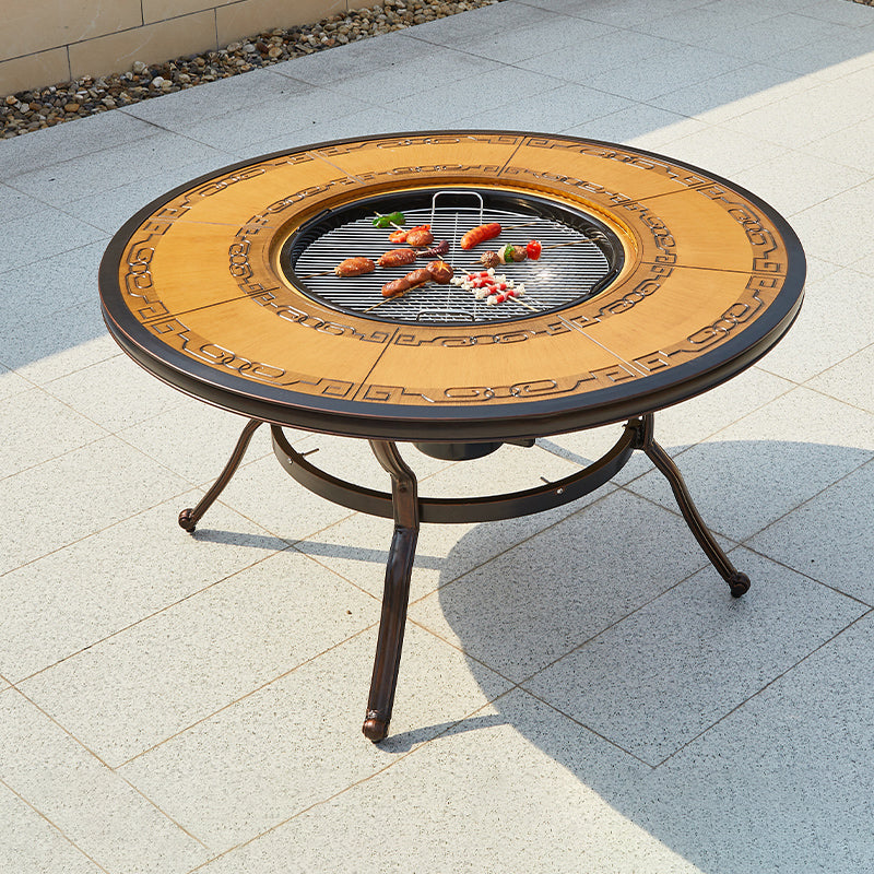 Industrial Outdoor Dining Table Aluminum Fire Resistant Patio Table