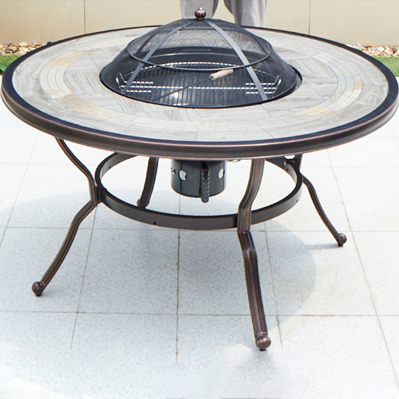 Industrial Outdoor Dining Table Aluminum Fire Resistant Patio Table