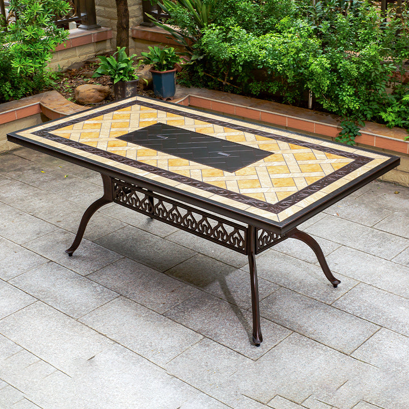 Industrial Outdoor Dining Table Aluminum Fire Resistant Patio Table