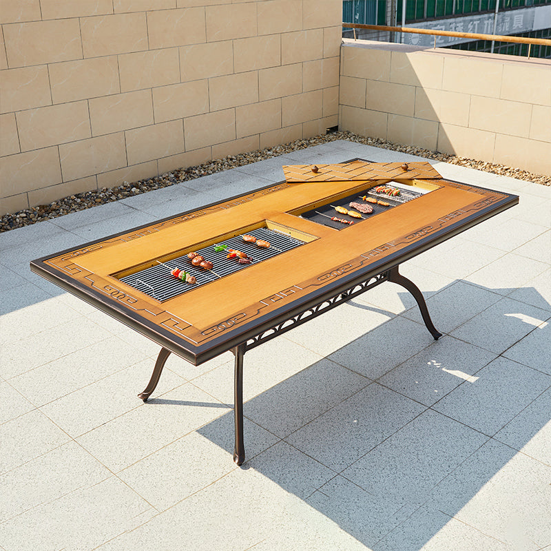 Industrial Outdoor Dining Table Aluminum Fire Resistant Patio Table