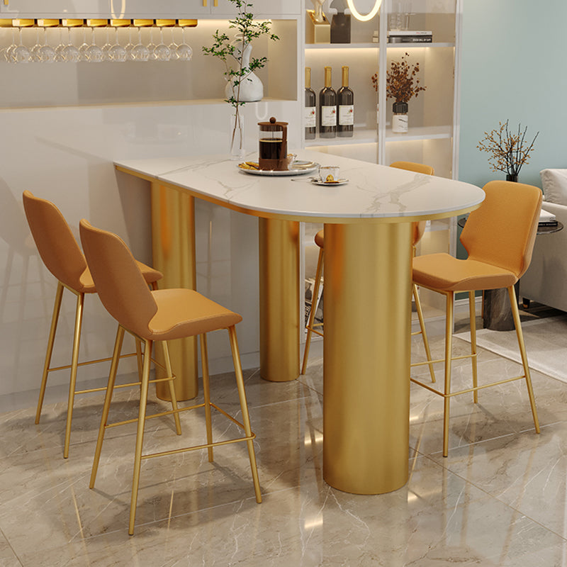 Glam Rectangle Stone Counter Table 1/5 Pieces Bar Table Set for Living Room