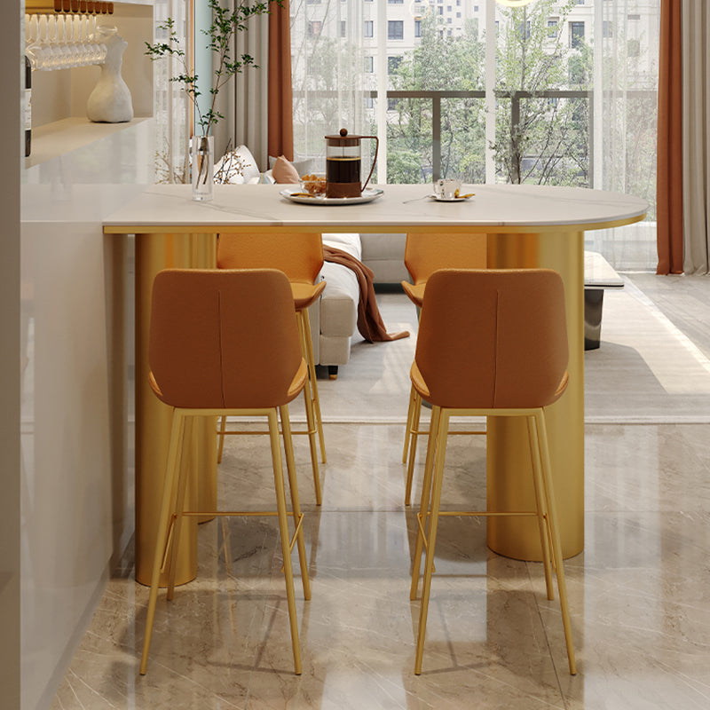 Glam Rectangle Stone Counter Table 1/5 Pieces Bar Table Set for Living Room