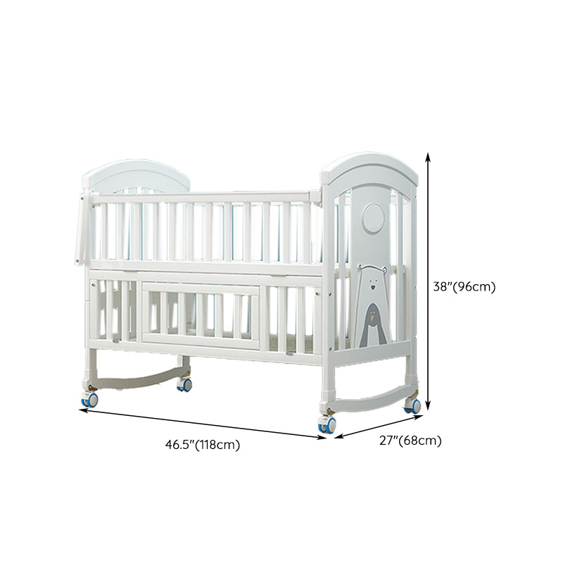 Solid Wood Contemporary Nursery Bed Rectangle Arched Crib with Guardrail