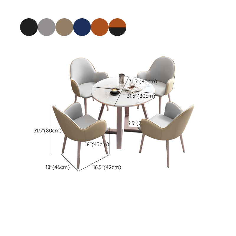 Glam Stone Furniture Set of 5 Round Shape Dinette Table with Upholstered Chair