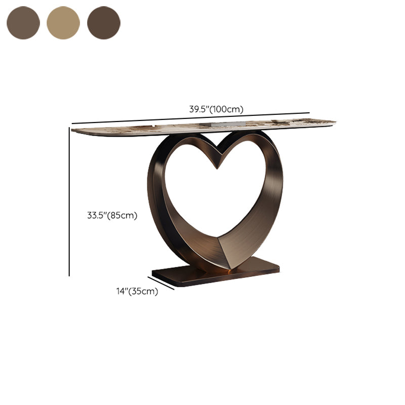 Half Moon Shape Contemporary Console Table Gold Stone Console Sofa Table