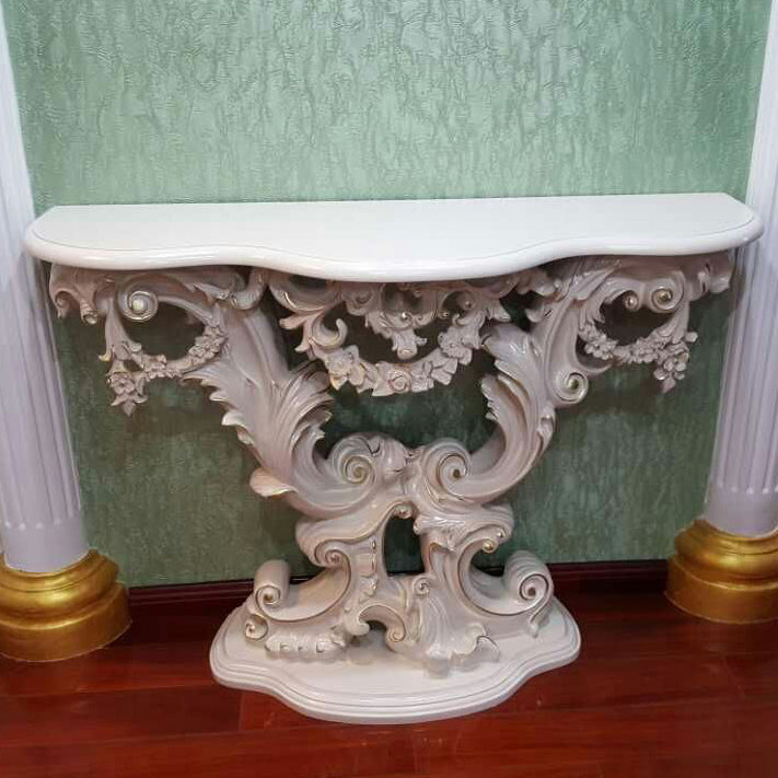 Free Form Shape Console Table Black/White/Gold Stone Console Sofa Table