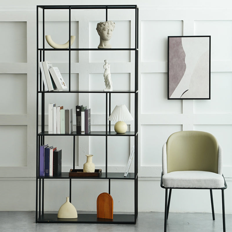 Modern Style Open Back Bookshelf Standard Metal Bookcase with Shelves
