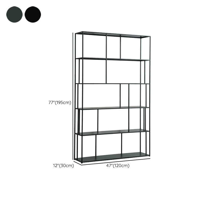Modern Style Open Back Bookshelf Standard Metal Bookcase with Shelves