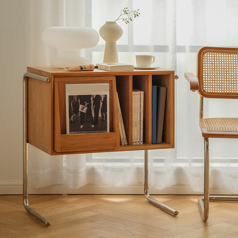 Modern Style Solid Wood Bookshelf Closed Back Bookcase with Doors