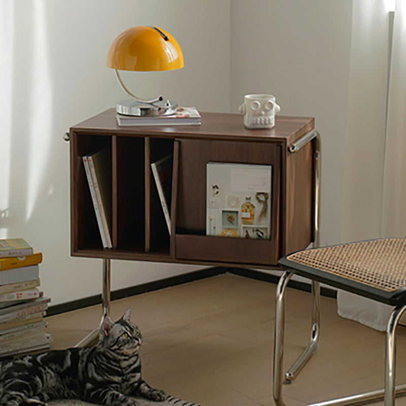 Modern Style Solid Wood Bookshelf Closed Back Bookcase with Doors