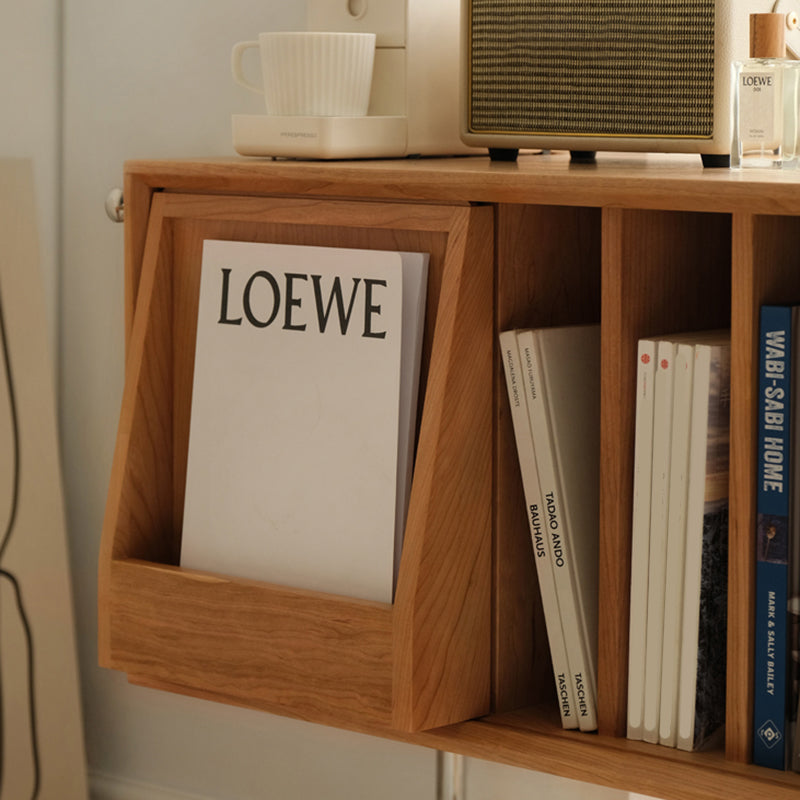 Modern Style Solid Wood Bookshelf Closed Back Bookcase with Doors